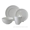 Λευκό Stoneware απλό και κομψό Dinnerset Ceramic Hotel